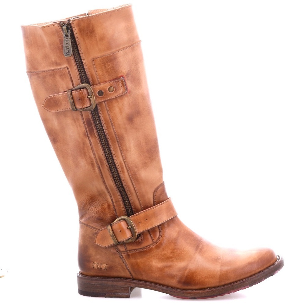 Bed|Stu Gogo Lug Brown Leather Mid-Calf Leather Boot